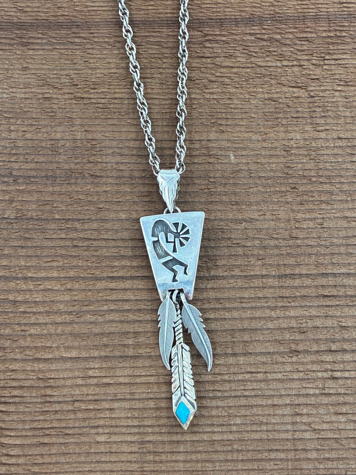 Turquoise Kokopelli Tab-to-Fab Sterling Silver Necklace