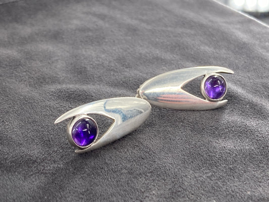 Amethyst in Sterling Silver on Posts Fated Earrings