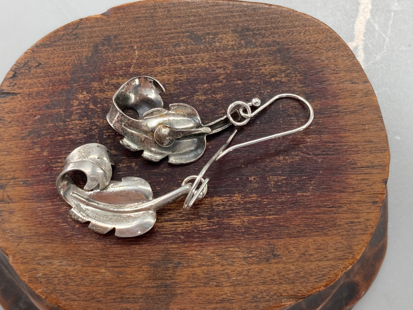 Vintage Leaf Sterling Silver Earrings
