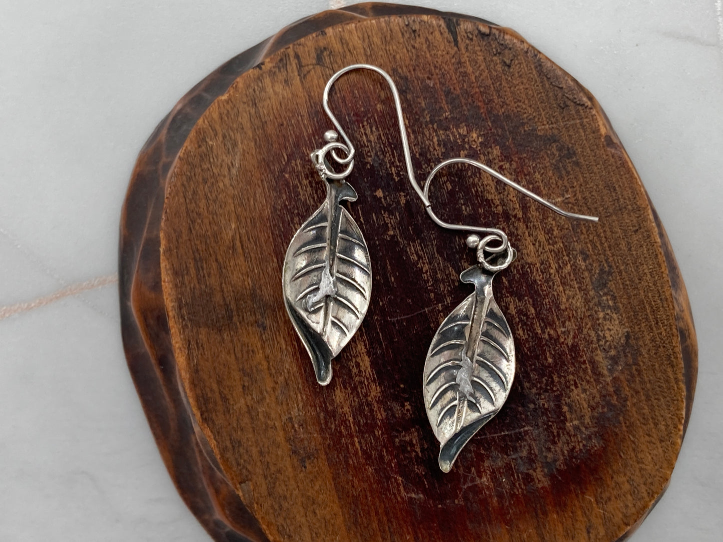 Sterling Silver Leaf Earrings