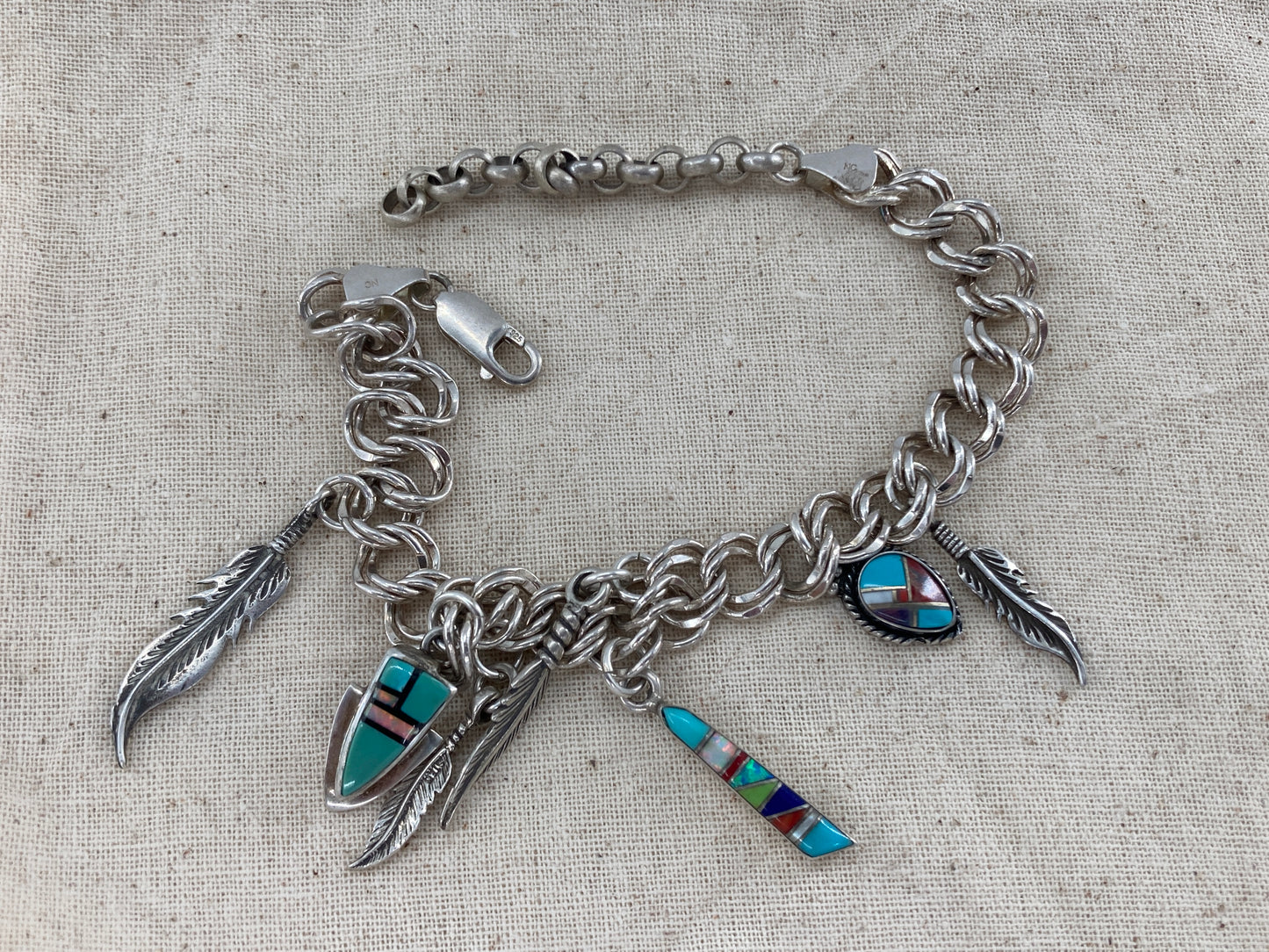 Feathers and Gems Charm Bracelet