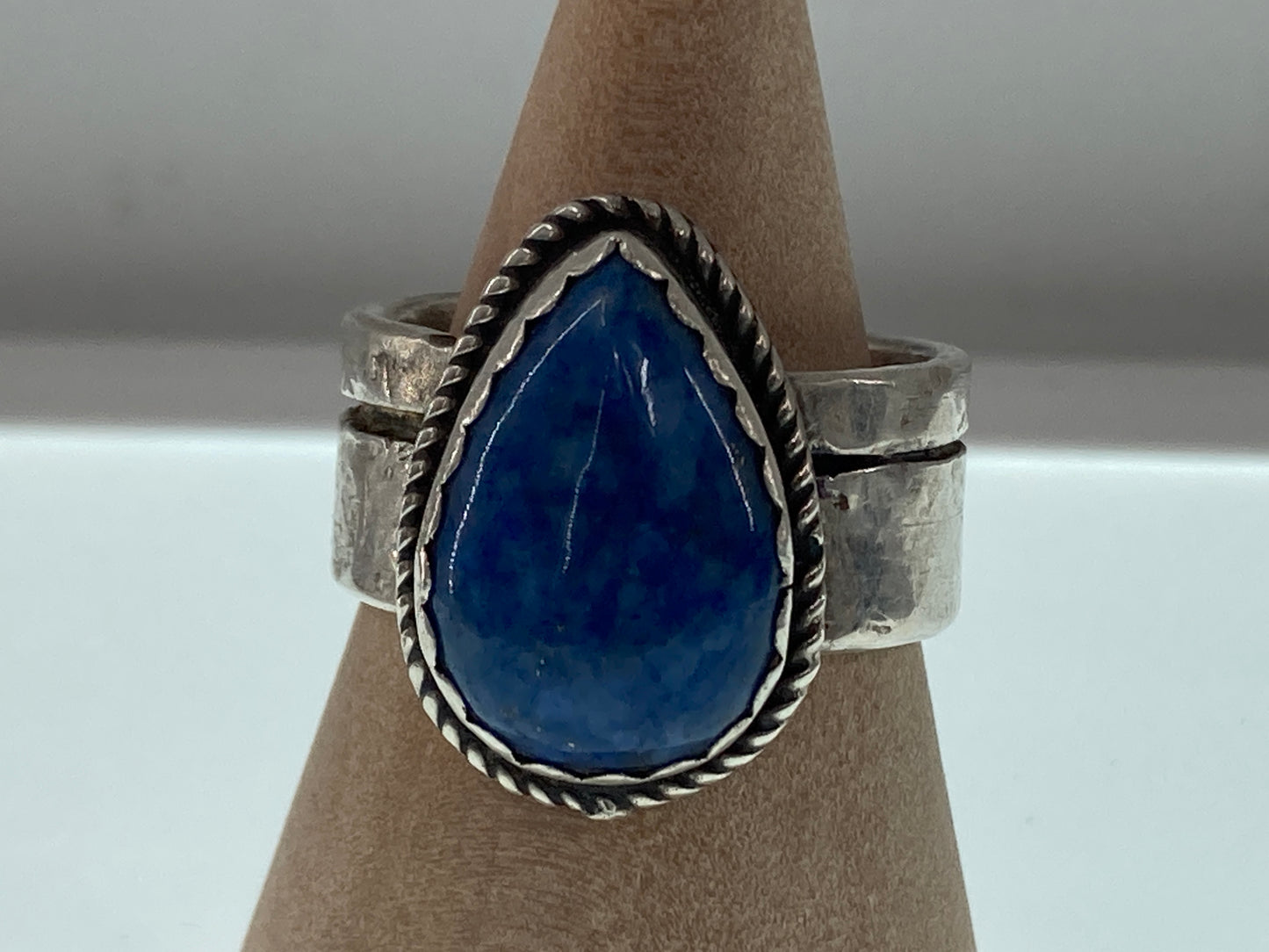 Denim Lapis Teardrop Ring