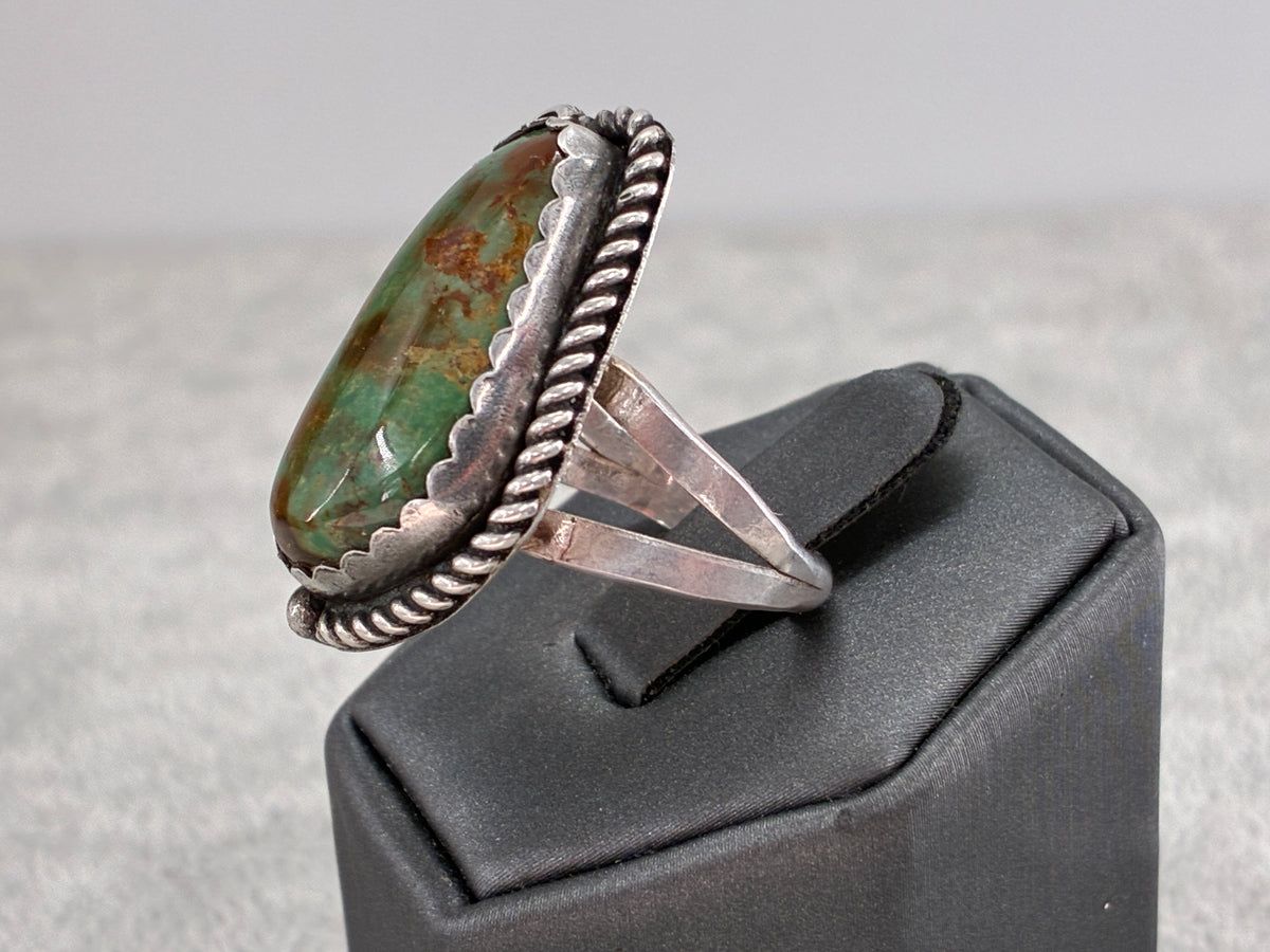 Rescued Variscite and Sterling Silver Ring - Size 10.5