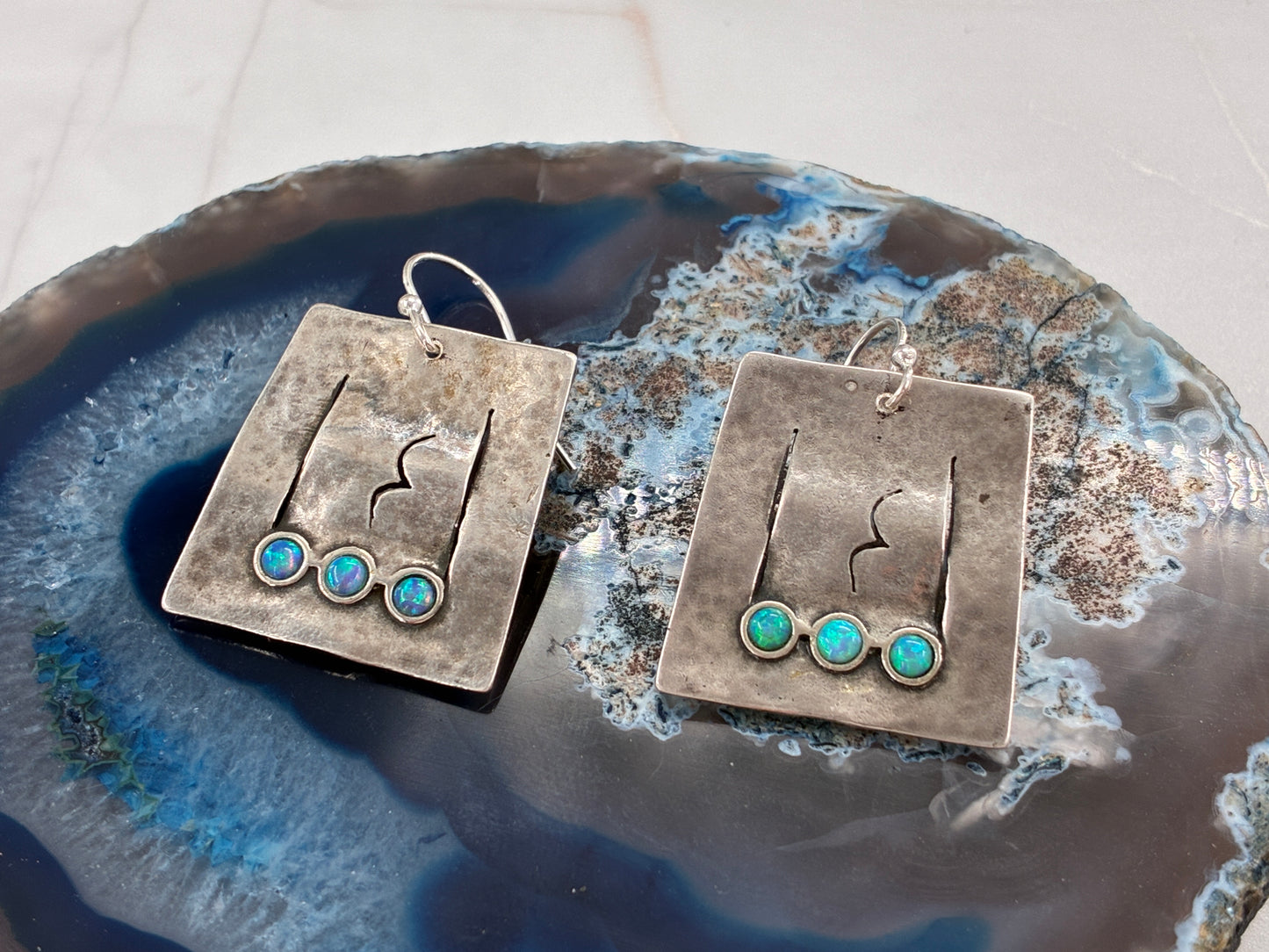 Blue Opal Sterling Silver Fated Earrings