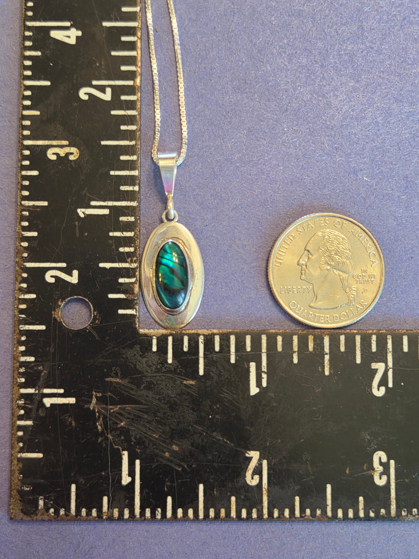 Green Abalone Shell in Sterling Silver Necklace