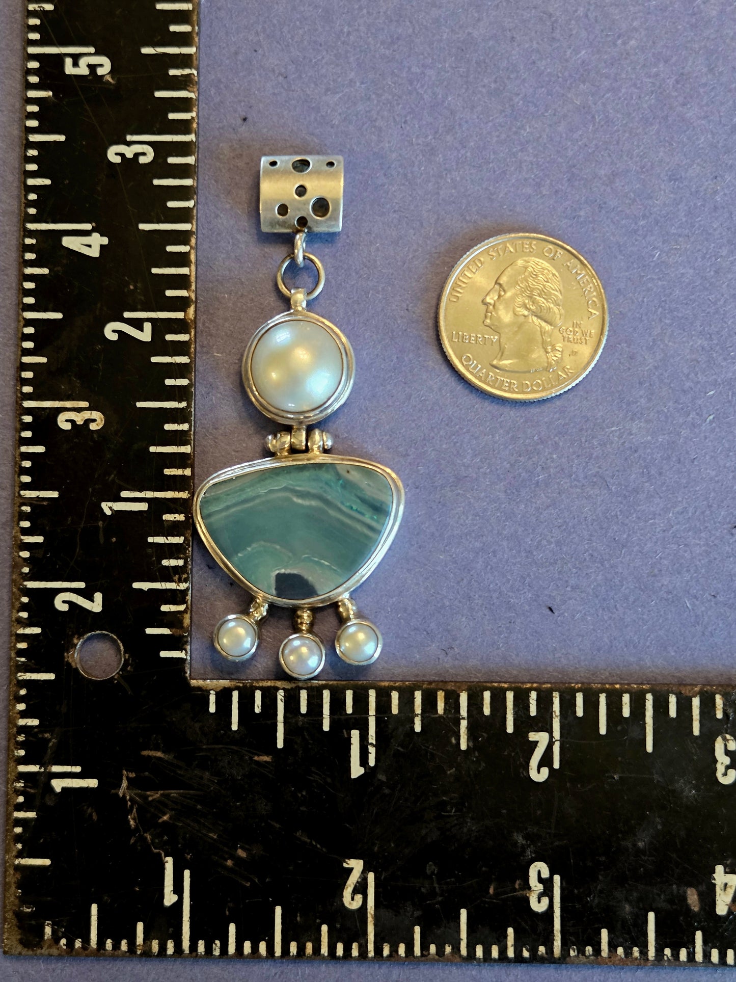Pearls and Opalized Agate Pendant