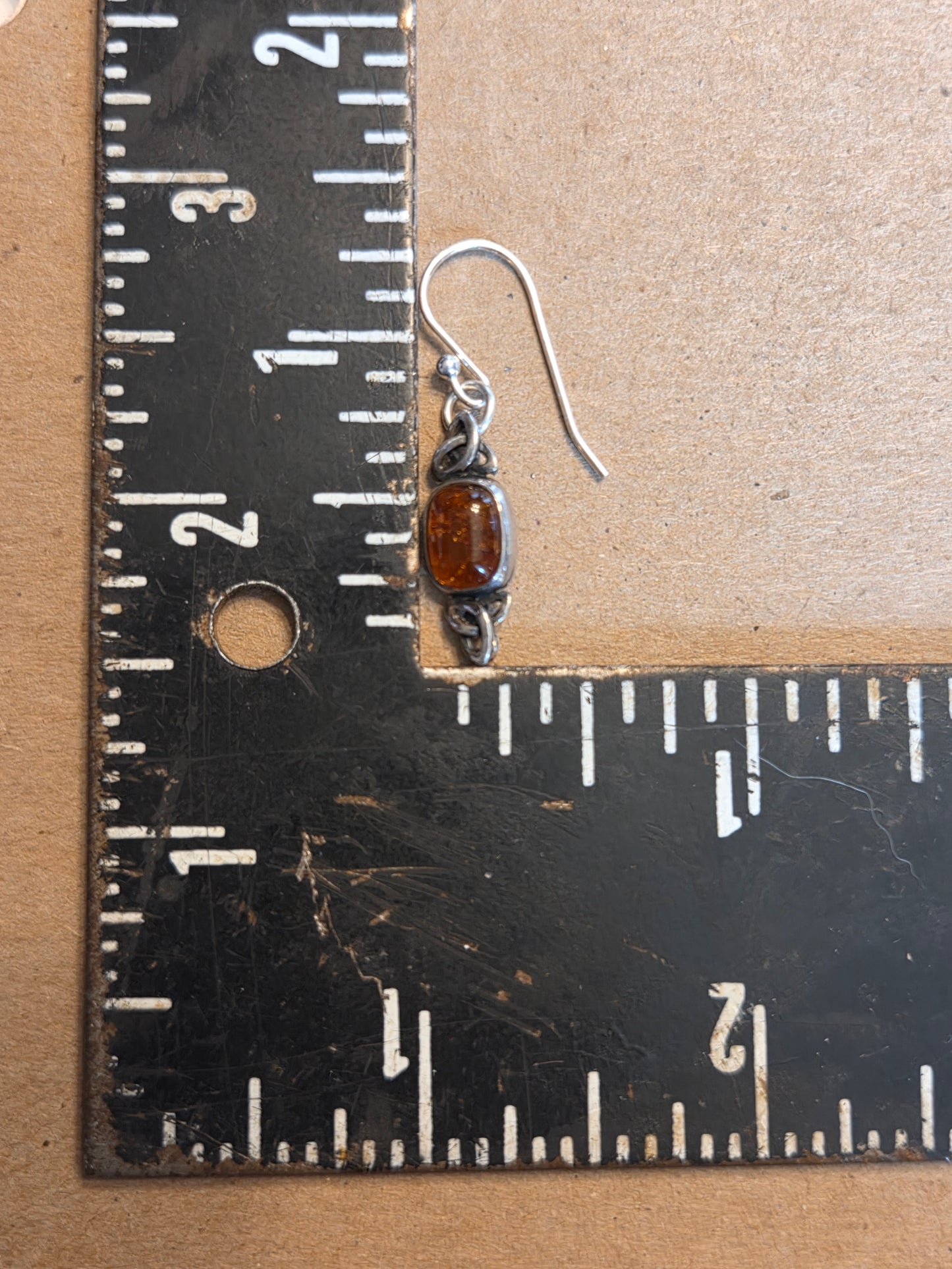 Baltic Amber Trinity Knot Single Earrings #2
