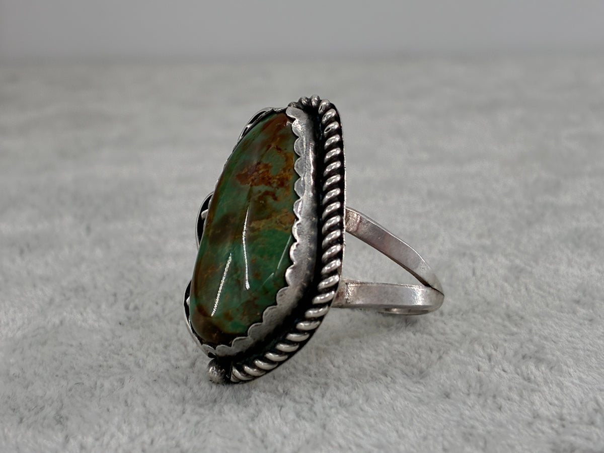 Rescued Variscite and Sterling Silver Ring - Size 10.5