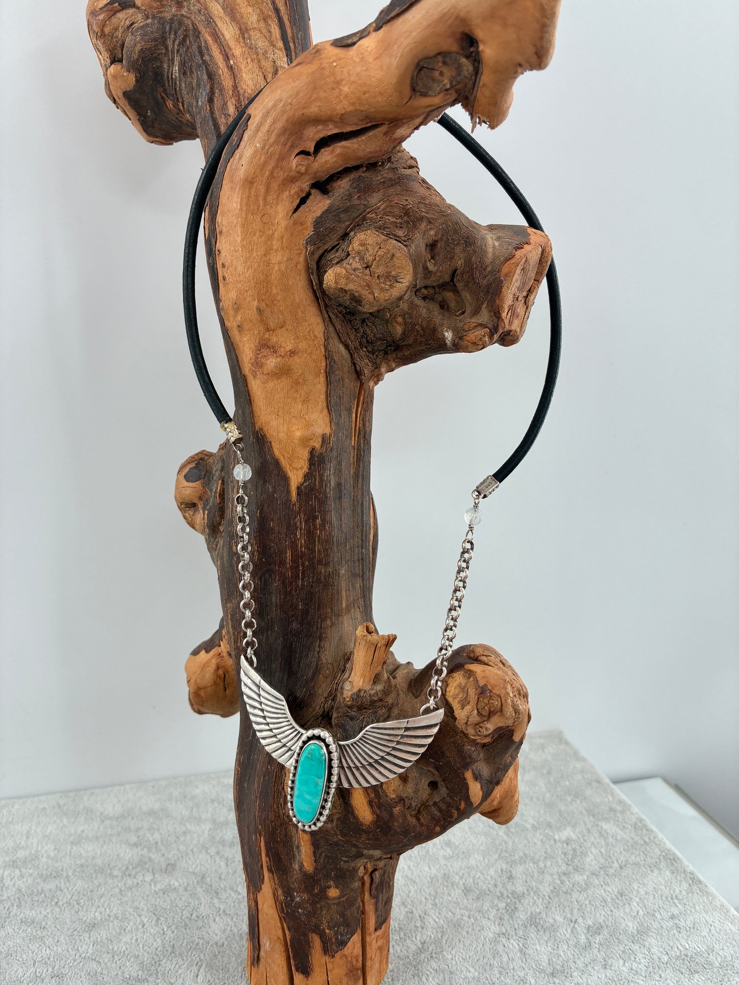 Turquoise and Wings - T. Skeets Sterling Silver Reborn Necklace