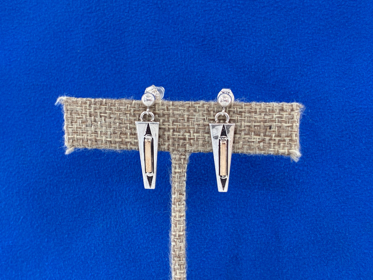Rescued "M.M. Rogers" 14K Gold and Sterling Silver Post Earrings