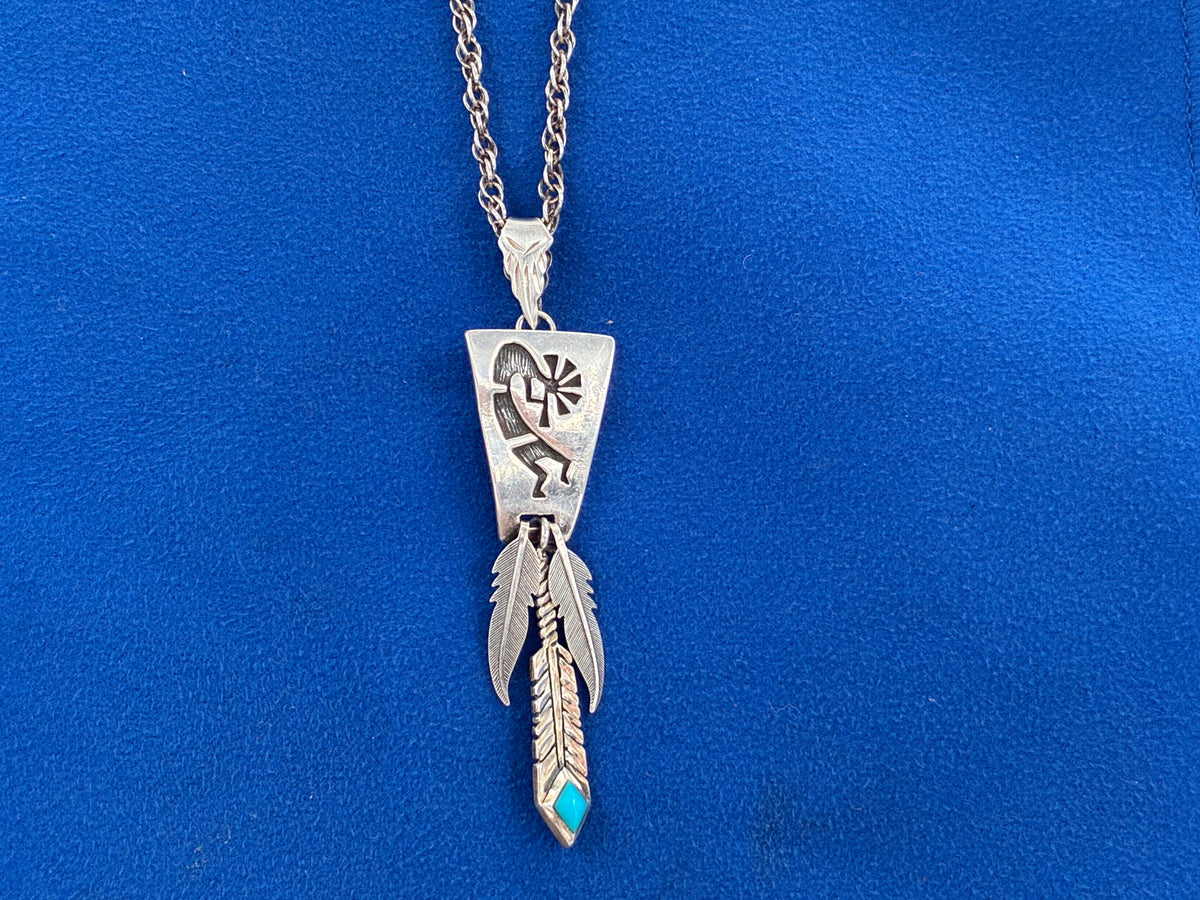 Turquoise Kokopelli Tab-to-Fab Sterling Silver Necklace