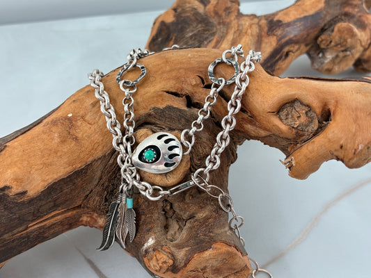 Bear Claw and Feathers Necklace