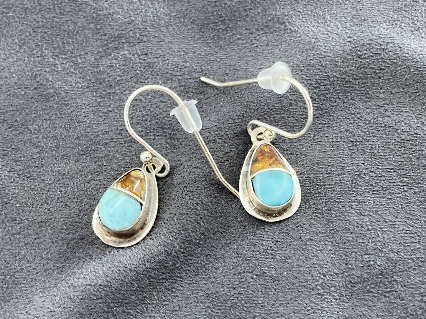 Amber Larimar Earrings #2