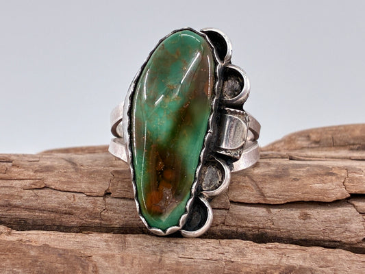 Rescued Variscite and Sterling Silver Ring - Size 10
