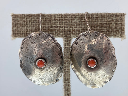 Red Coral Conch Belt Link Earrings