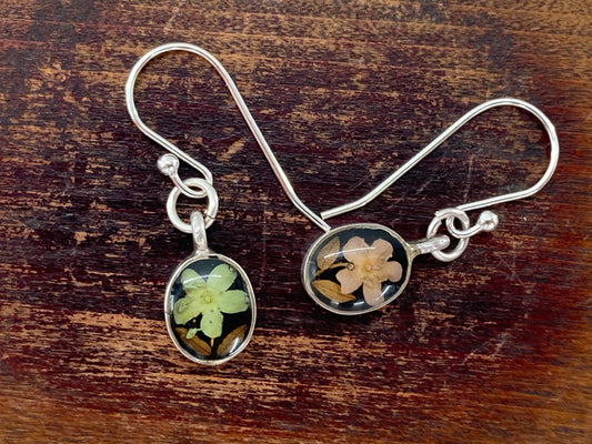 Green and Orange Resin set Flower Earrings