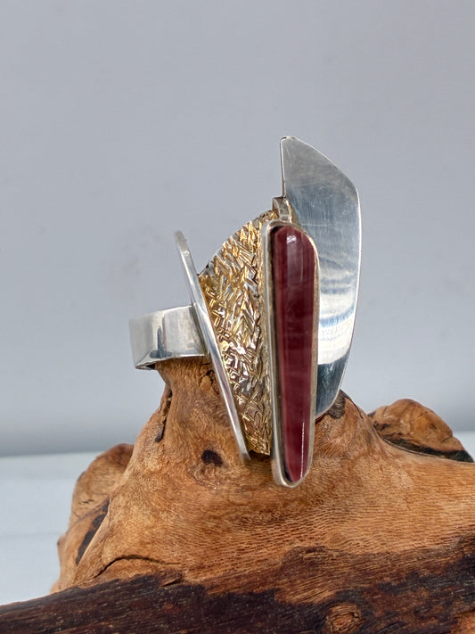 Chalcedony Red Agate Ring