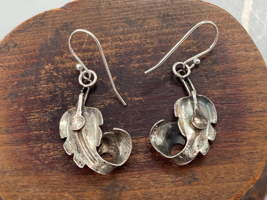 Vintage Leaf Sterling Silver Earrings