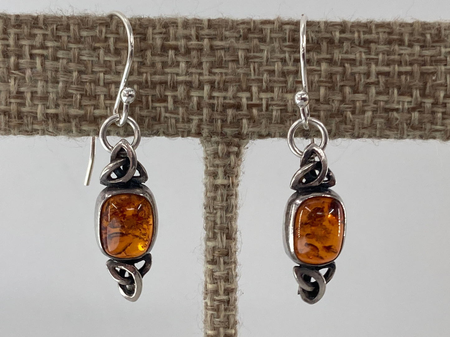Baltic Amber Trinity Knot Single Earrings #2