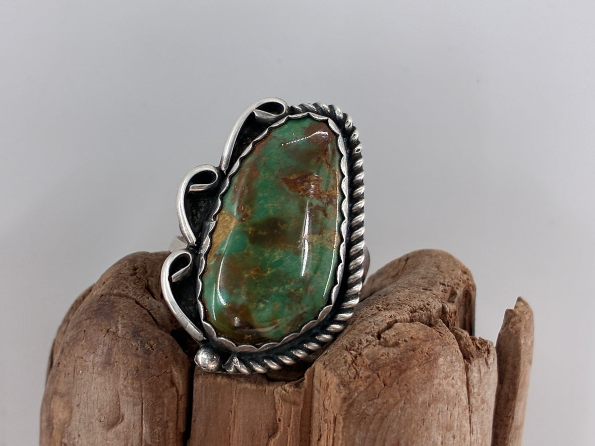 Rescued Variscite and Sterling Silver Ring - Size 10.5
