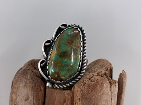 Rescued Variscite and Sterling Silver Ring - Size 10.5