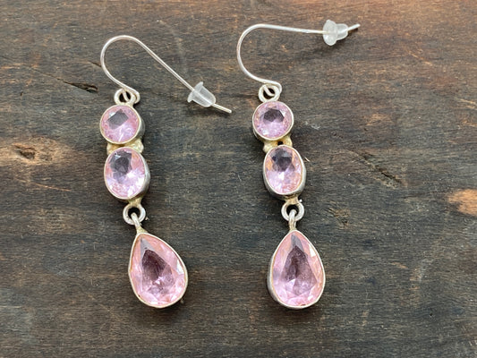 Rose Quartz in Sterling Silver Earrings