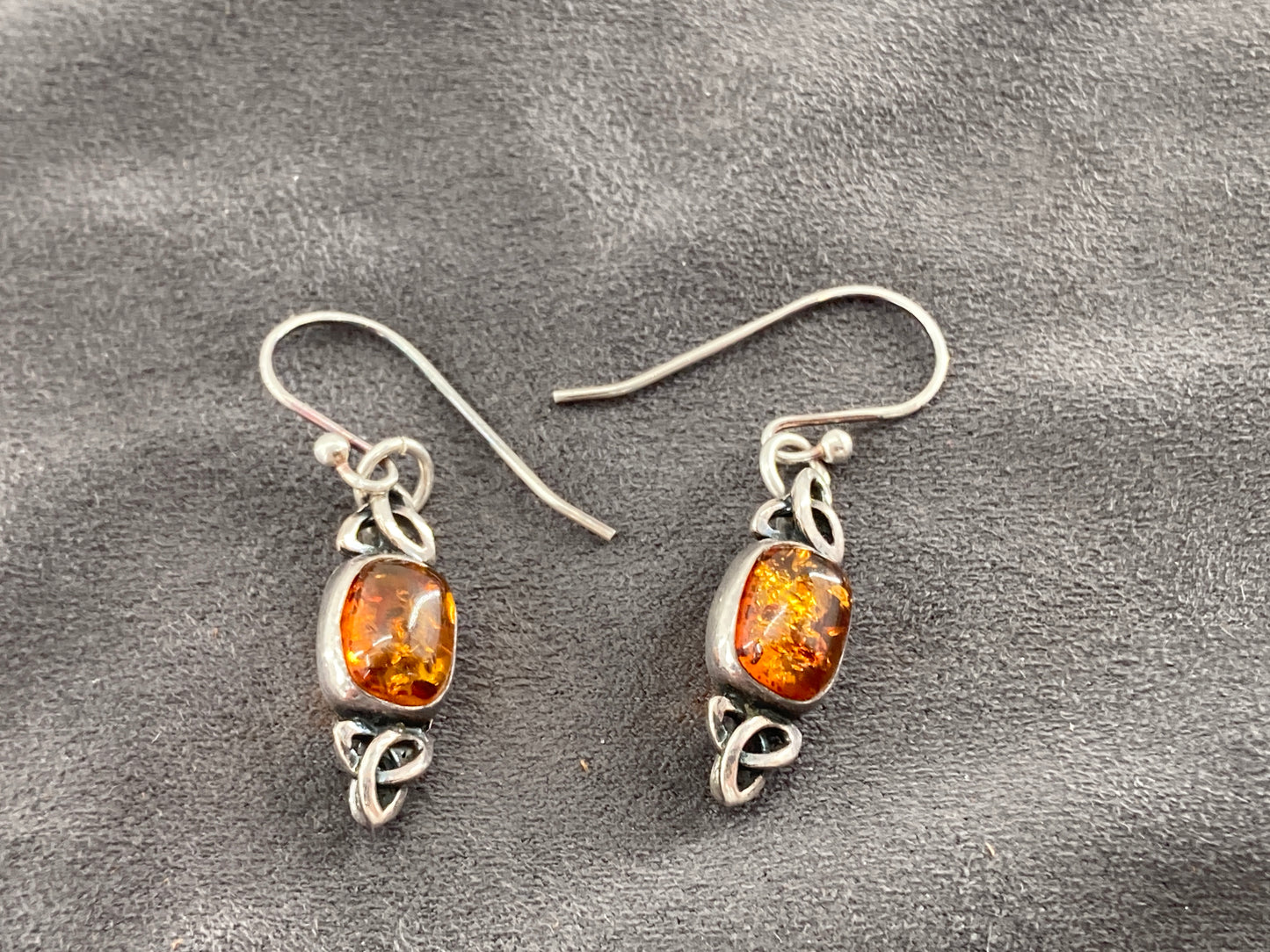 Baltic Amber Trinity Knot Single Earrings #1