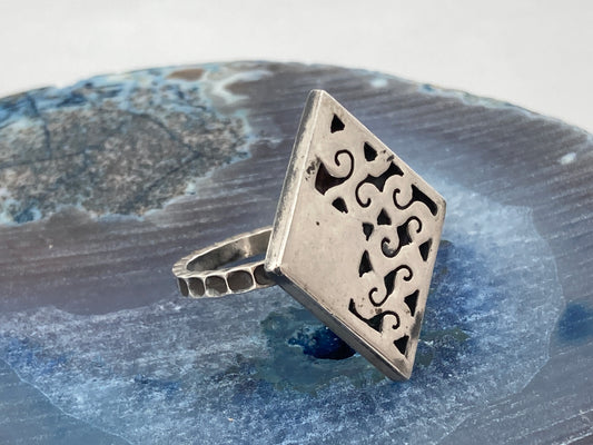 Sterling Diamond Textured Ring