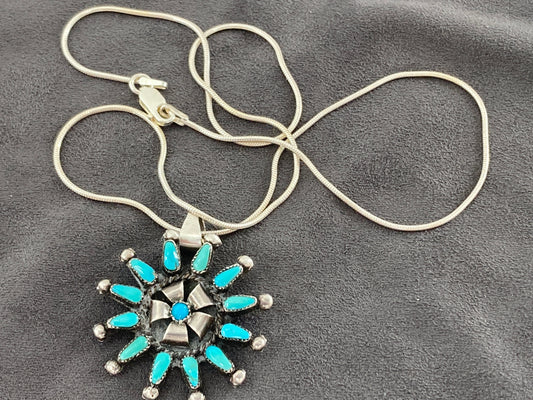 Needlepoint Turquoise Necklace