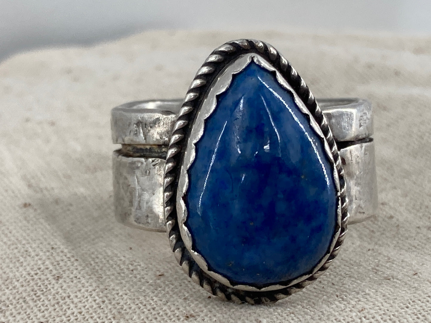 Denim Lapis Teardrop Ring