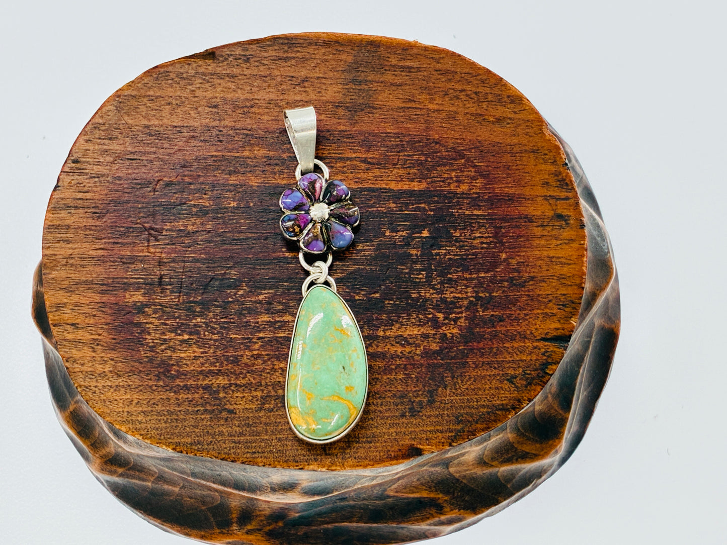 Mojave and Green Turquoise Sterling Silver Pendant