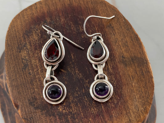 Garnet and Amethyst Rescued Earrings #1