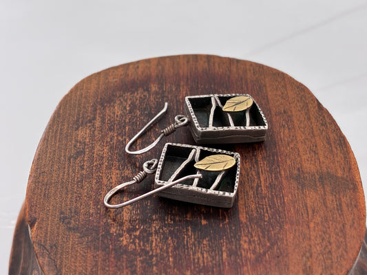 Brass Leaf Rescued Earrings
