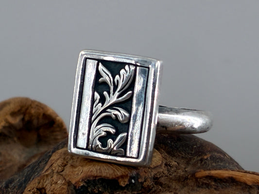 Sterling Silver Leaf Design Ring #2
