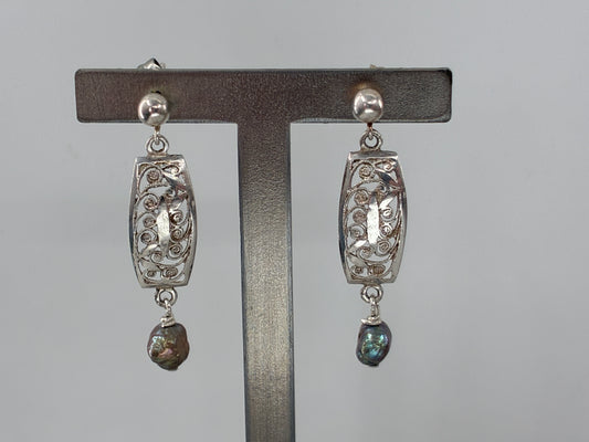 Sterling Silver and Pearl Earrings