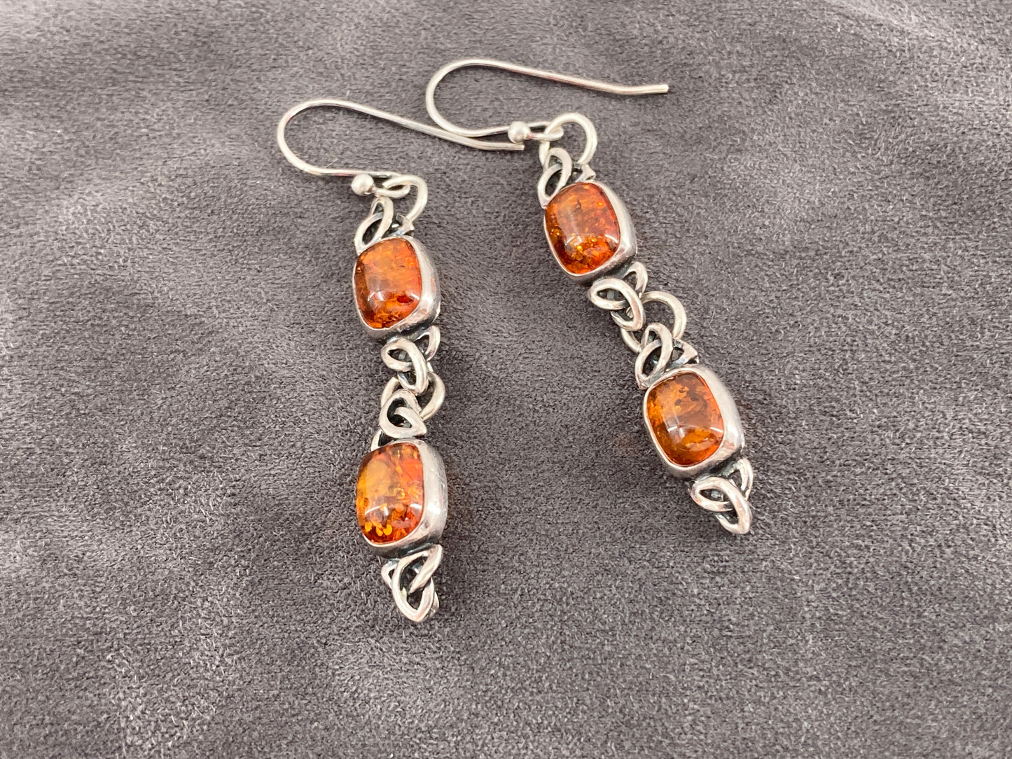 Baltic Amber Trinity Knot Double Earrings