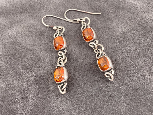Baltic Amber Trinity Knot Double Earrings