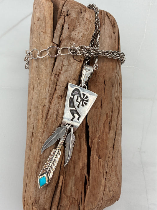 Turquoise Kokopelli Tab-to-Fab Sterling Silver Necklace