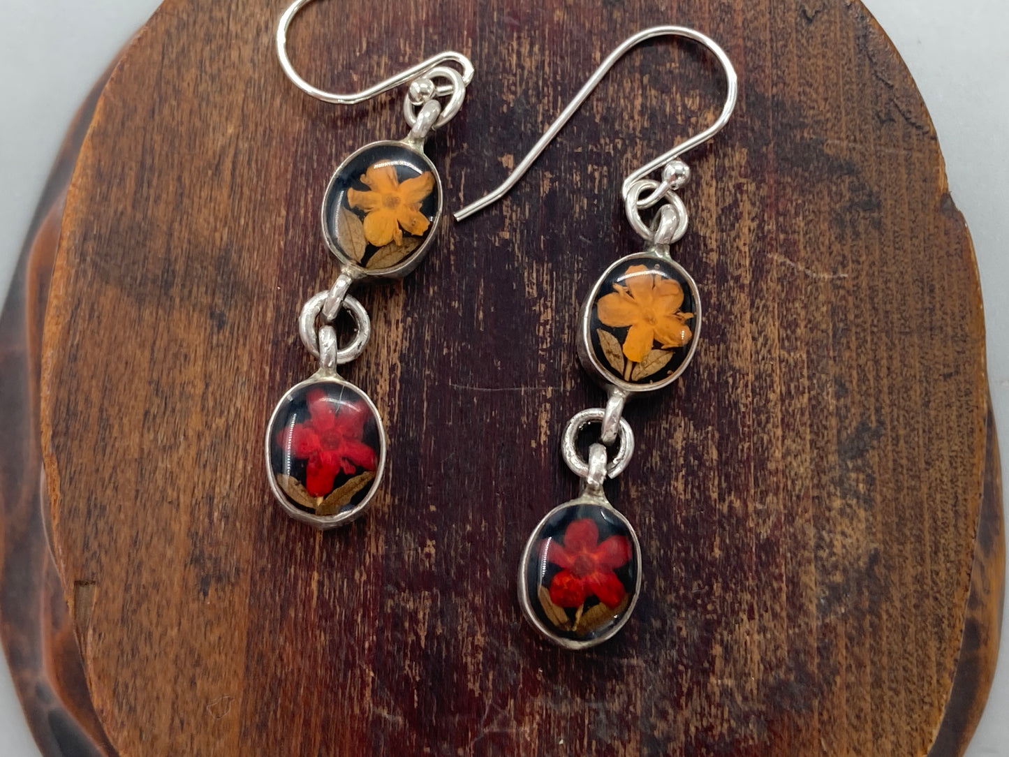 Red and Orange Resin set Flower Earrings