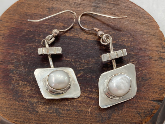 Rescued Pearl and Sterling Silver Earrings
