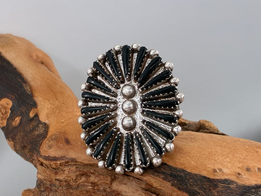 Black Onyx Needlepoint Rescued Only Ring