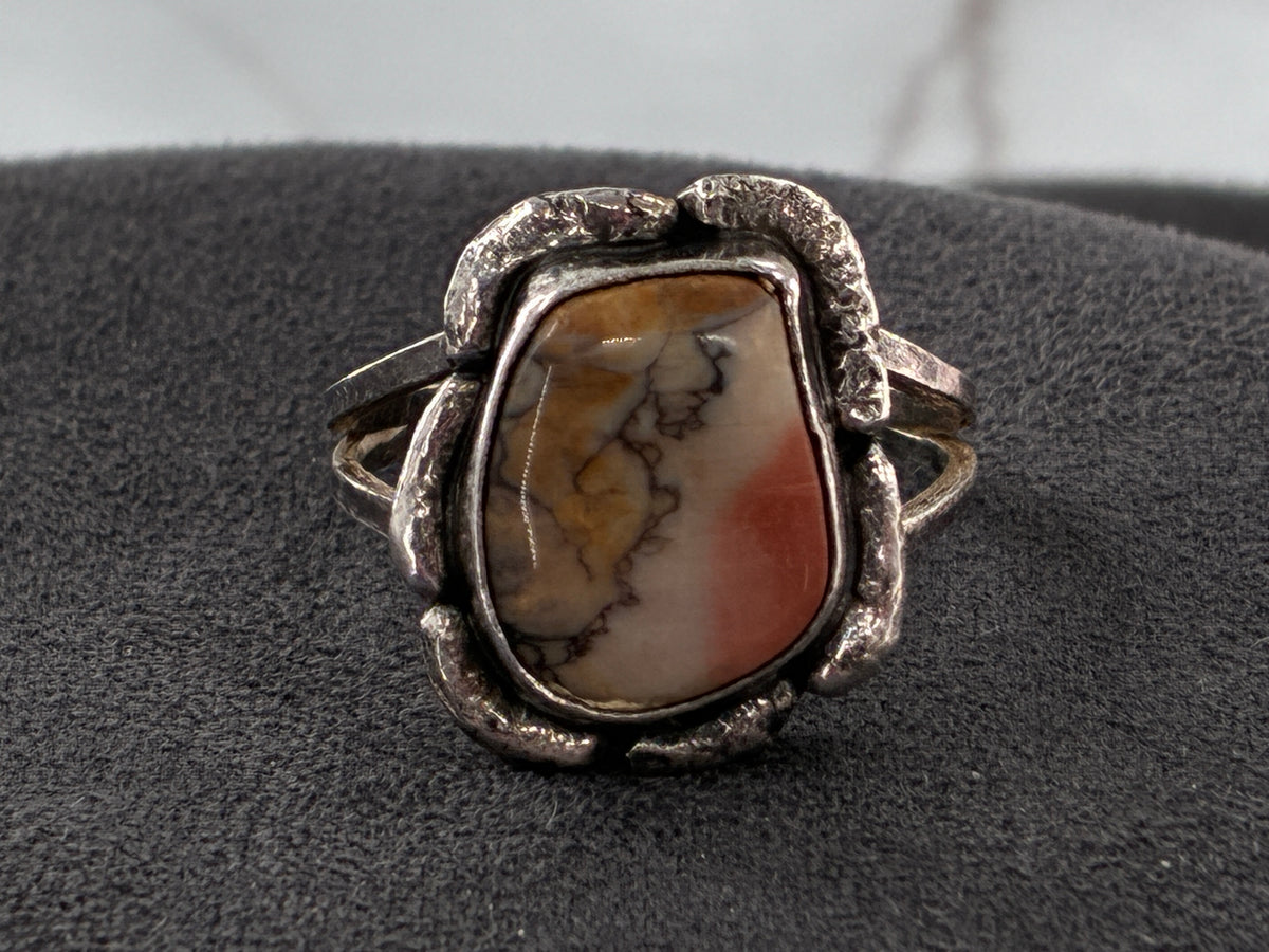 Rescued Agate and Sterling Silver Ring - Size 7.75