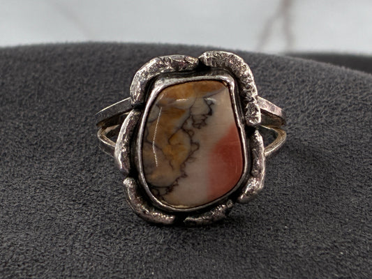 Rescued Agate and Sterling Silver Ring - Size 7.75