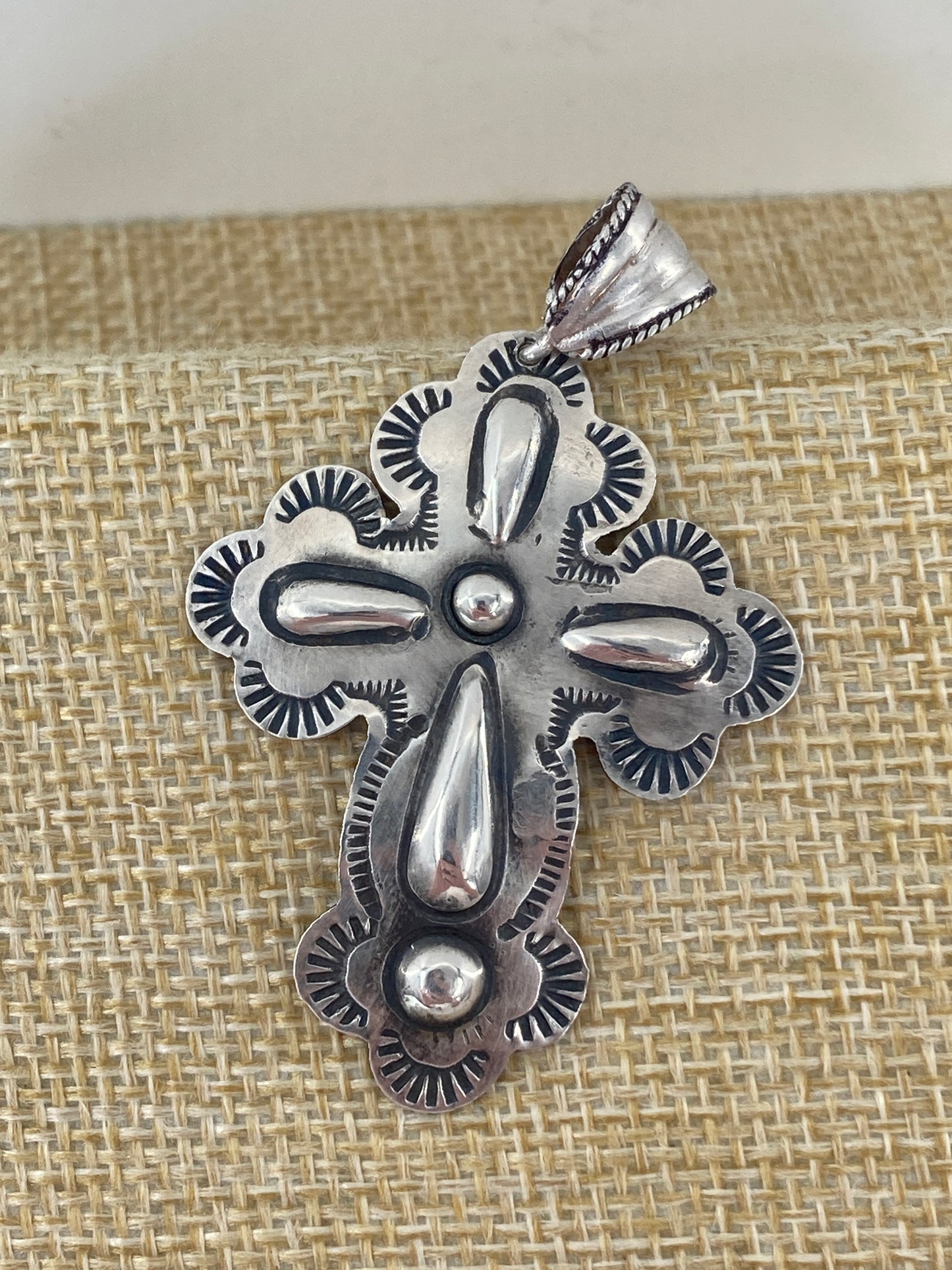 Sterling Silver Hammer Chased Cross