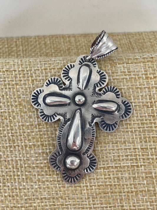 Sterling Silver Hammer Chased Cross