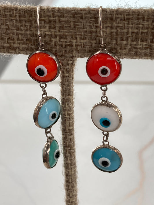 3 Evil Eyes Earrings