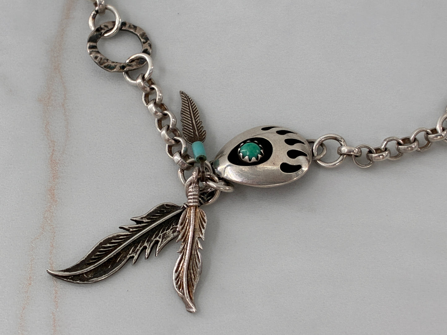 Bear Claw and Feathers Necklace