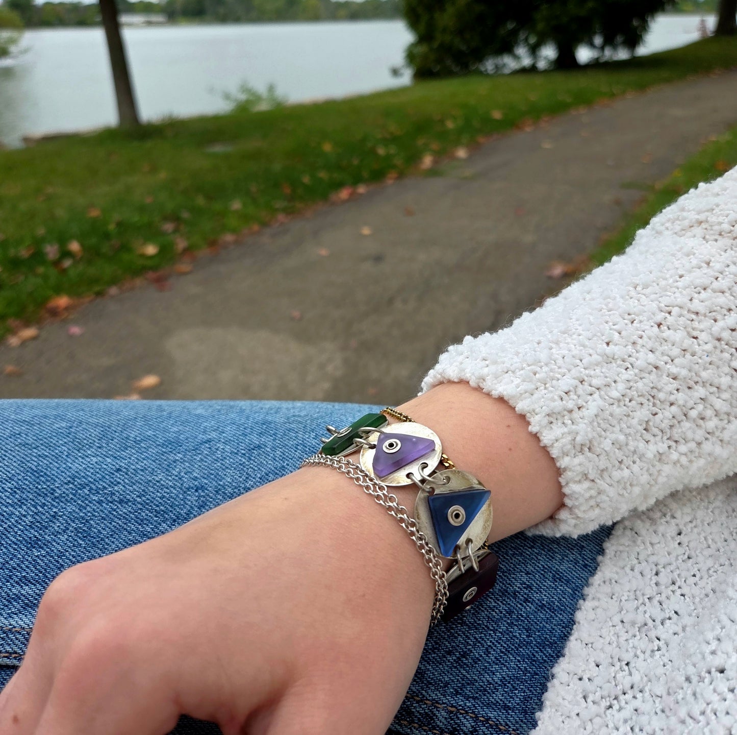 Sterling & Sea Glass Bracelet