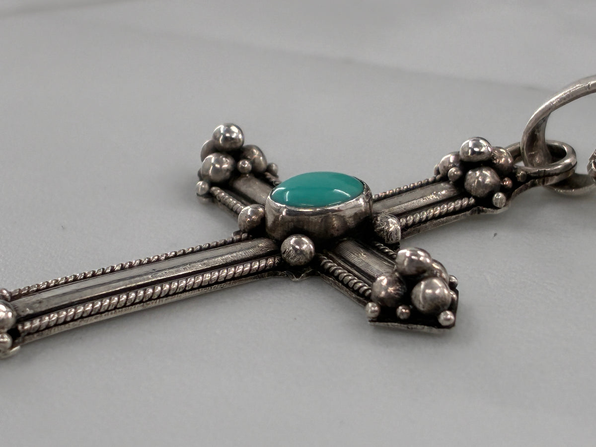 Turquoise in Sterling Silver Cross Necklace
