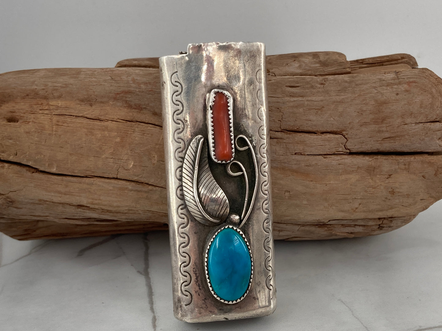 Coral & Turquoise Bic Lighter Case